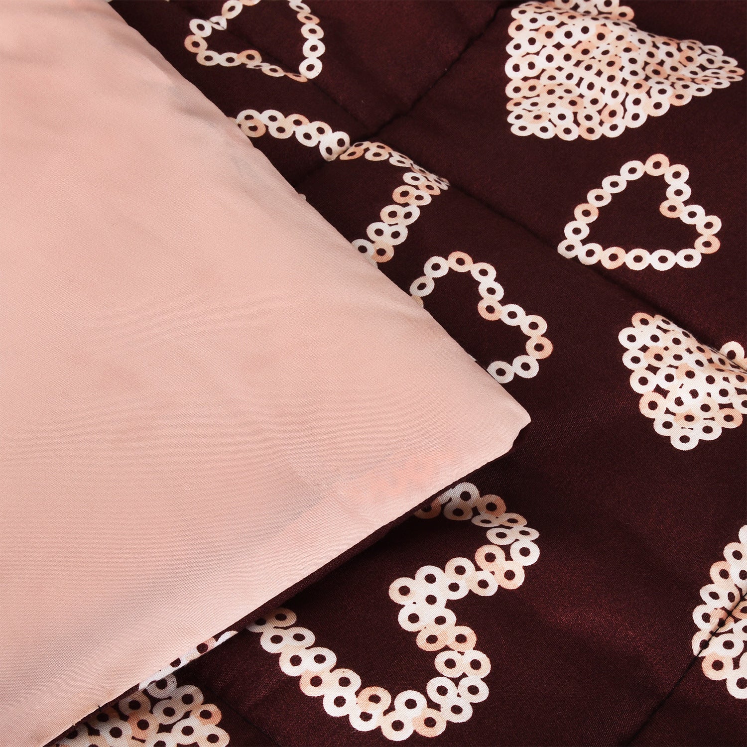 HIG Romantic Love Heart Print Comforter Set featuring a cozy quilted design with a love heart pattern, including two matching shams.